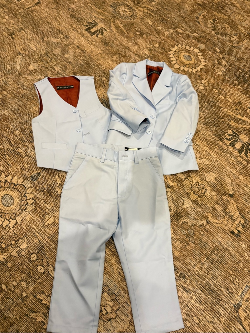 Three-Piece Light Blue Toddler Boy Suit